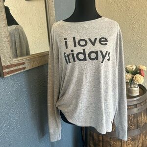Peace Love World 'I Love Fridays' Gray Long Sleeve Tee
